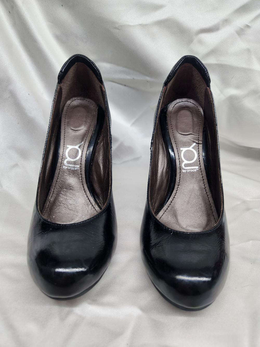 CROCS Black Patent Round-Toe Heels